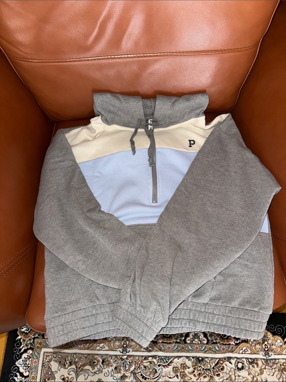 PINK Victoria's Secret Gray Hoodie with Light Blue Lining